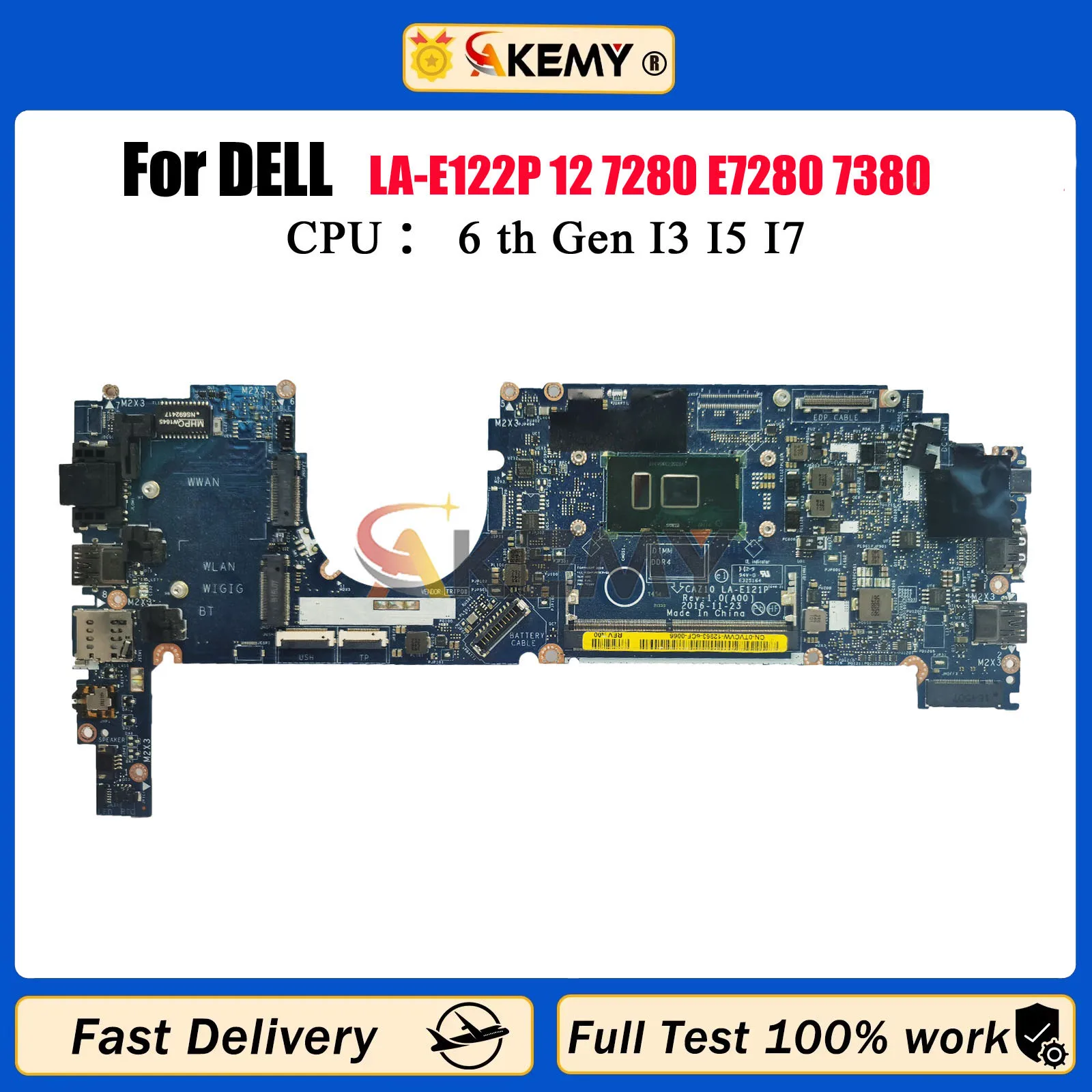 

For Dell Latitude 7280 7380 Notebook Mainboard LA-E121P LA-E122P 0R5YF6 0HP2CR 0Y044T 0NYJY5 0TVCVW I5 I7 6/7th 100% Tested OK