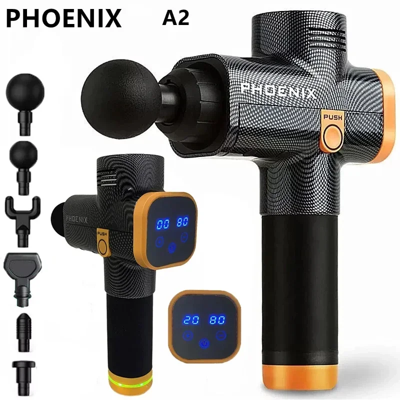 Phoenix a2 pistola de massagem relaxamento muscular massageador de tecidos profundos vibrador dinâmico volta portátil display fáscia arma massagem