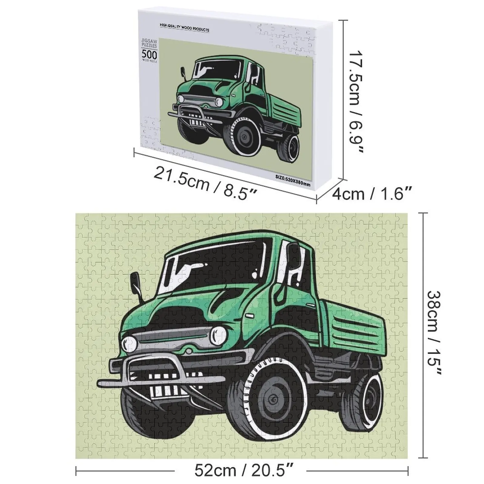 الأخضر UNIMOG بازل قطع أنيمي اسم خشبي لغز شخصي مخصص