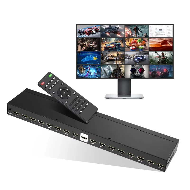 4K30Hz HDMI Seamless Switcher 16 In 1 Out HDMI Multiviewer 16x1 With IR