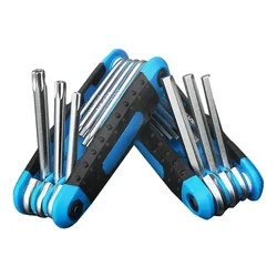 AYOUTE 8 in 1 Folding Allen Wrench Set Metric Allen Key Set Tool or Folding Tamper Proof Torx Key Set Portable Star Wrench Kit