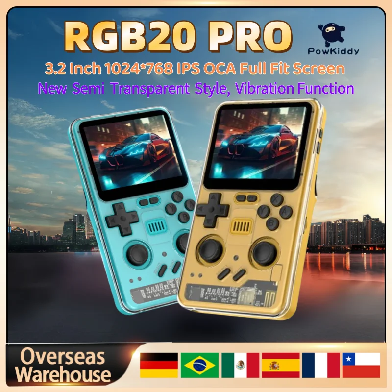 

POWKIDDY RGB20 PRO Retro Punk Style Handheld Game Console 3.2 Inch 1024*768 IPS Screen Vibration Function Children's Gifts