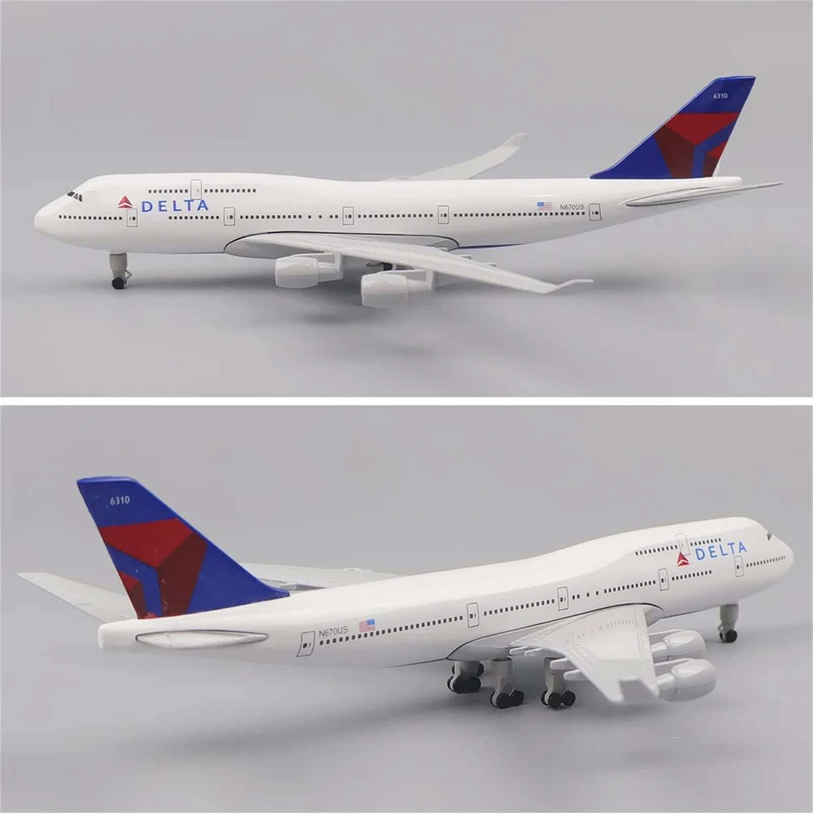 1/300 스케일 20cm 다이캐스트 합금 델타 B747 비행기 모형 장난감 선물용 컬렉션 항공기 모형 기념품 정적 전시용