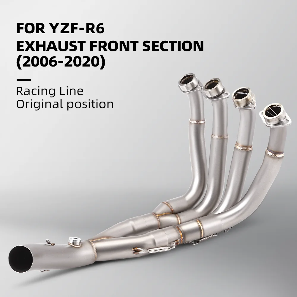 For YZF R6 2006-2020 Motorcycle Exhaust System Upgrade Kit Original Caliber Slip-On Lossless Installation Semi-Blue Link Pipe