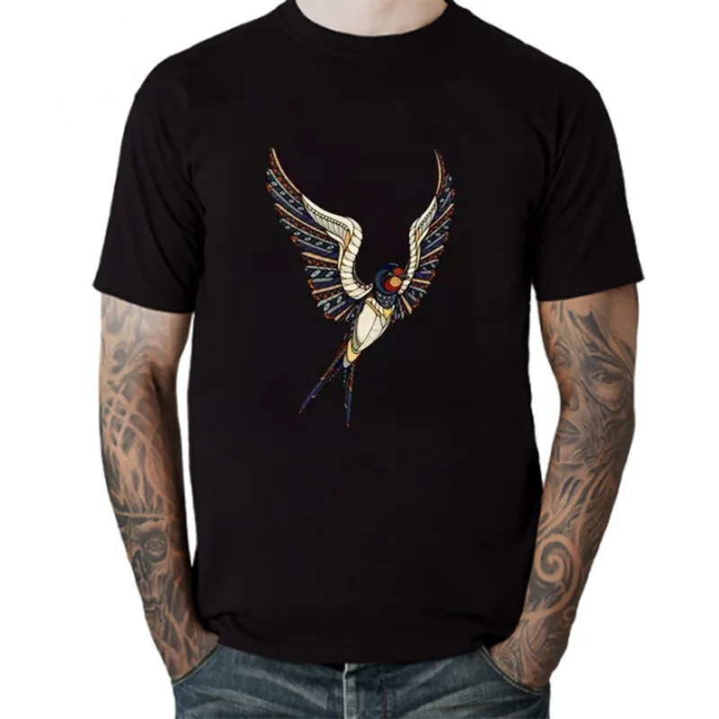 Amazing Hip-Hop Streetwear tshirt Tops Tees Swallow Animal Poker Flying Birds T shirt Xmas Christmas Gift Funny t-shirt