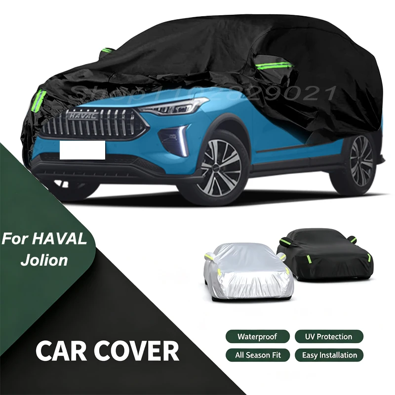 Full Car Cover For HAVAL Jolion All Weather Outdoor Snow Sun UV Dustproof with Reflective Strips Wind Straps