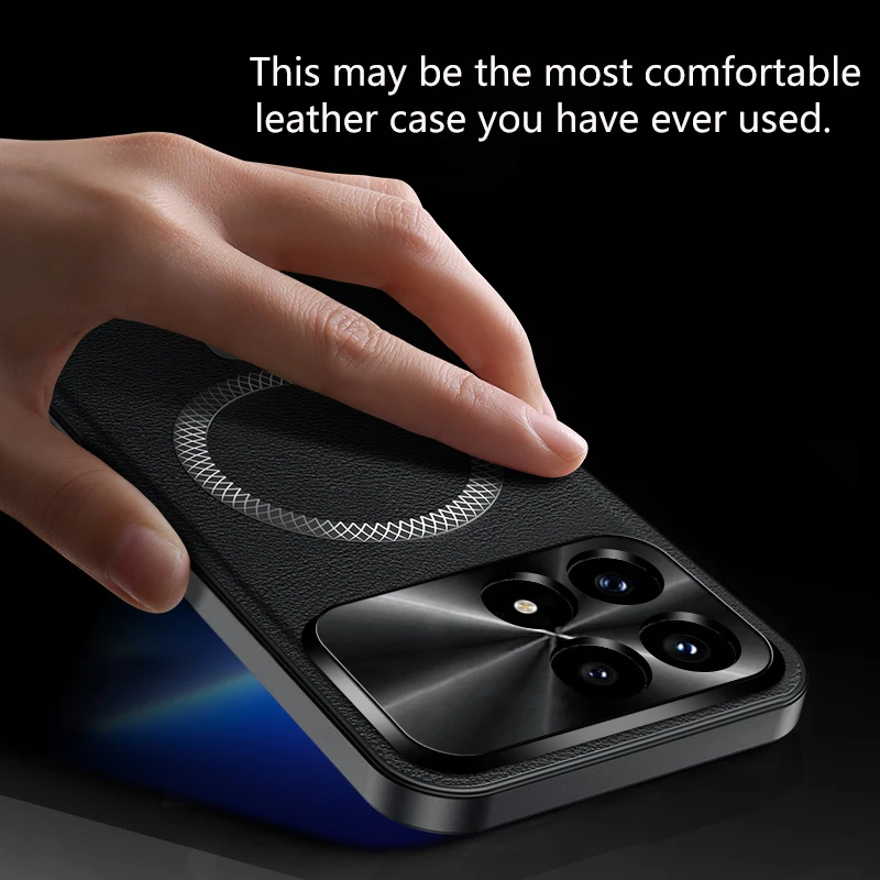 Etui na Xiaomi Poco F9 Ultra F8 Pro 5G Redmi K90 z funkcją MagSafe, luksusowe, skórzane, matowe, silikonowe, ochronne. — zdjęcie produktu 4