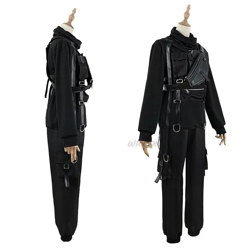 لعبة مشروع Sekai VBS تأثيري Shinonome Akito تأثيري حلي البدلة جميع البدلة السوداء شعر مستعار أسود أغطية الرأس ل تأثيري أنيمي