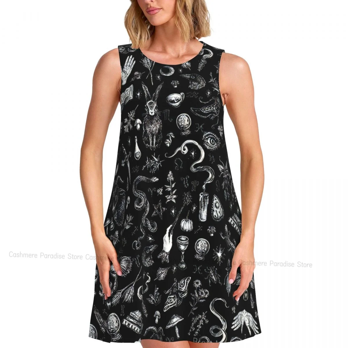 فستان نسائي سالم الساحرة رغوة غامض ويتشي ماجيك الصيف عادية تي شيرت فساتين الشاطئ التستر فستان تانك