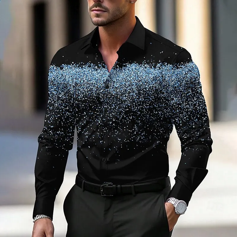 

Men's Shirt Star/Galaxy Long Sleeve Shirt Art Casual Party Evening Dress