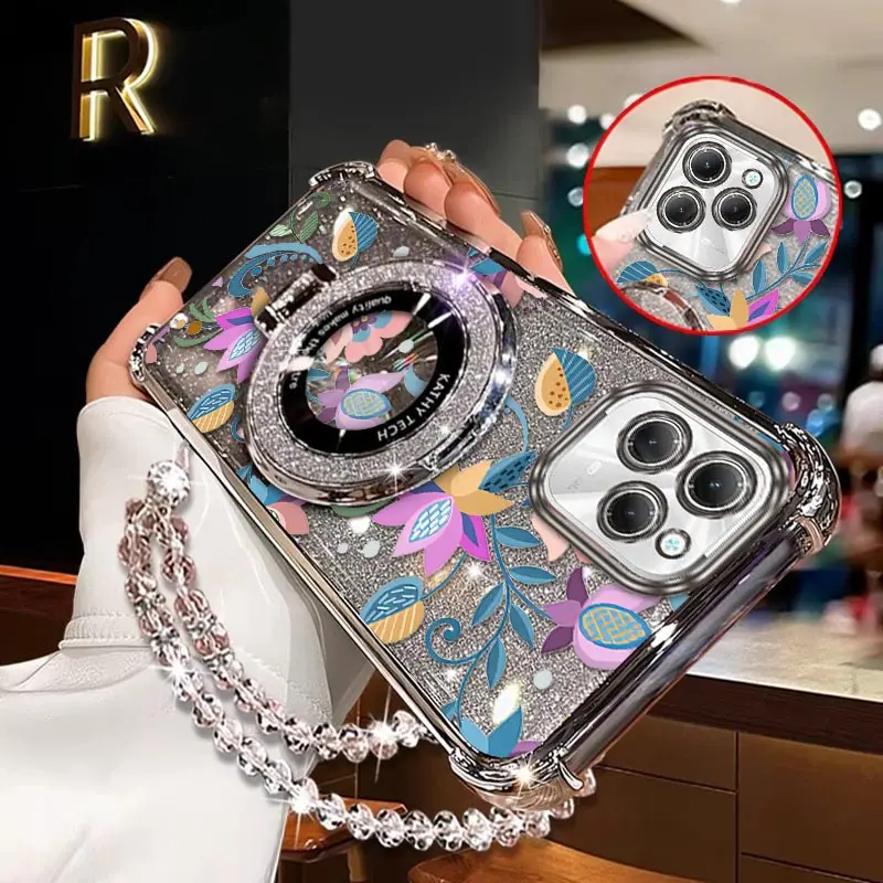 เคสโทรศัพท์แบบมีที่ใส่กำไลข้อมือลายดอกไม้หลากสี Hot40Pro สำหรับ Infinix Hot 50i 40 30i 10S 30Play 30 10Play Spark 20Pro