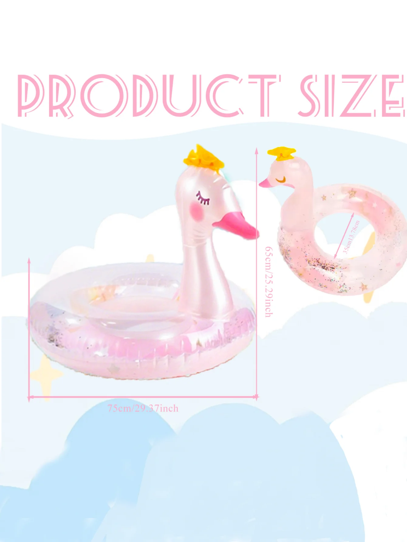 Cisne de corona inflable, boya salvavidas de anillo de natación de PVC grueso, flotador de piscina con forma de Animal encantador, para tomar fotos, para verano, 1 ud.