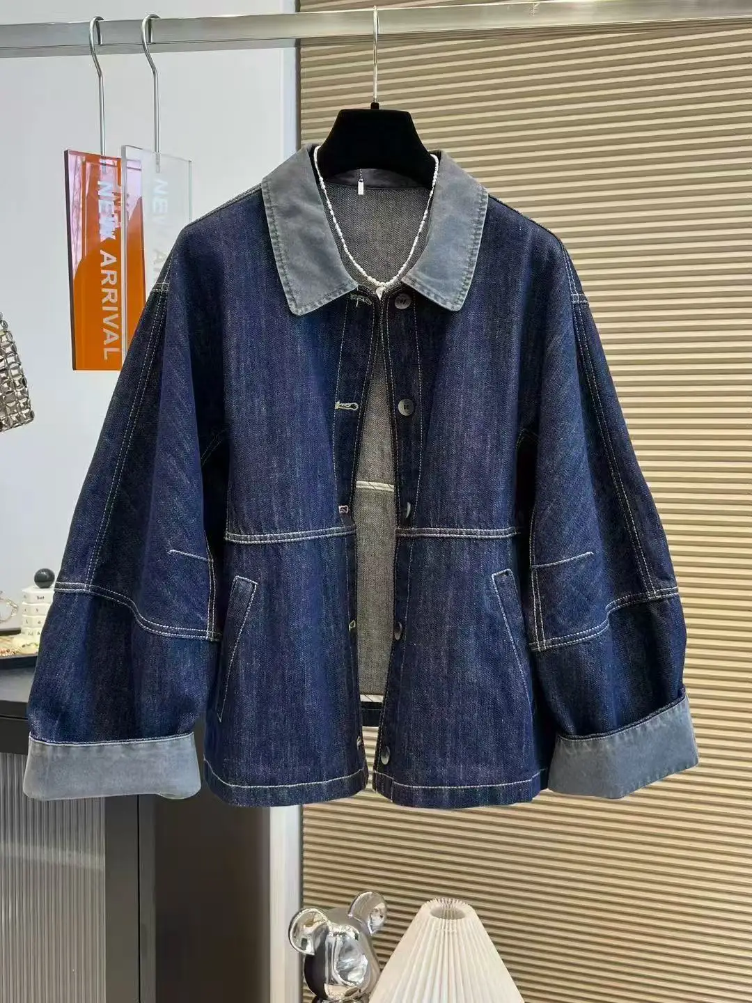 

Свободный крой, джинсовое платье в стиле ретро, внутренняя часть S, модное весенне-осеннее женское пальто, винтажное пальто High End Sensation