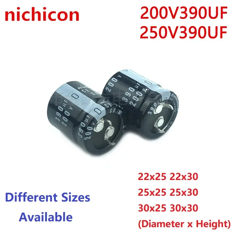 

10Pcs/Lot Nichicon 390uF 200V 200v390uF 22x25 25x25mm Snap-in PSU Capacitor