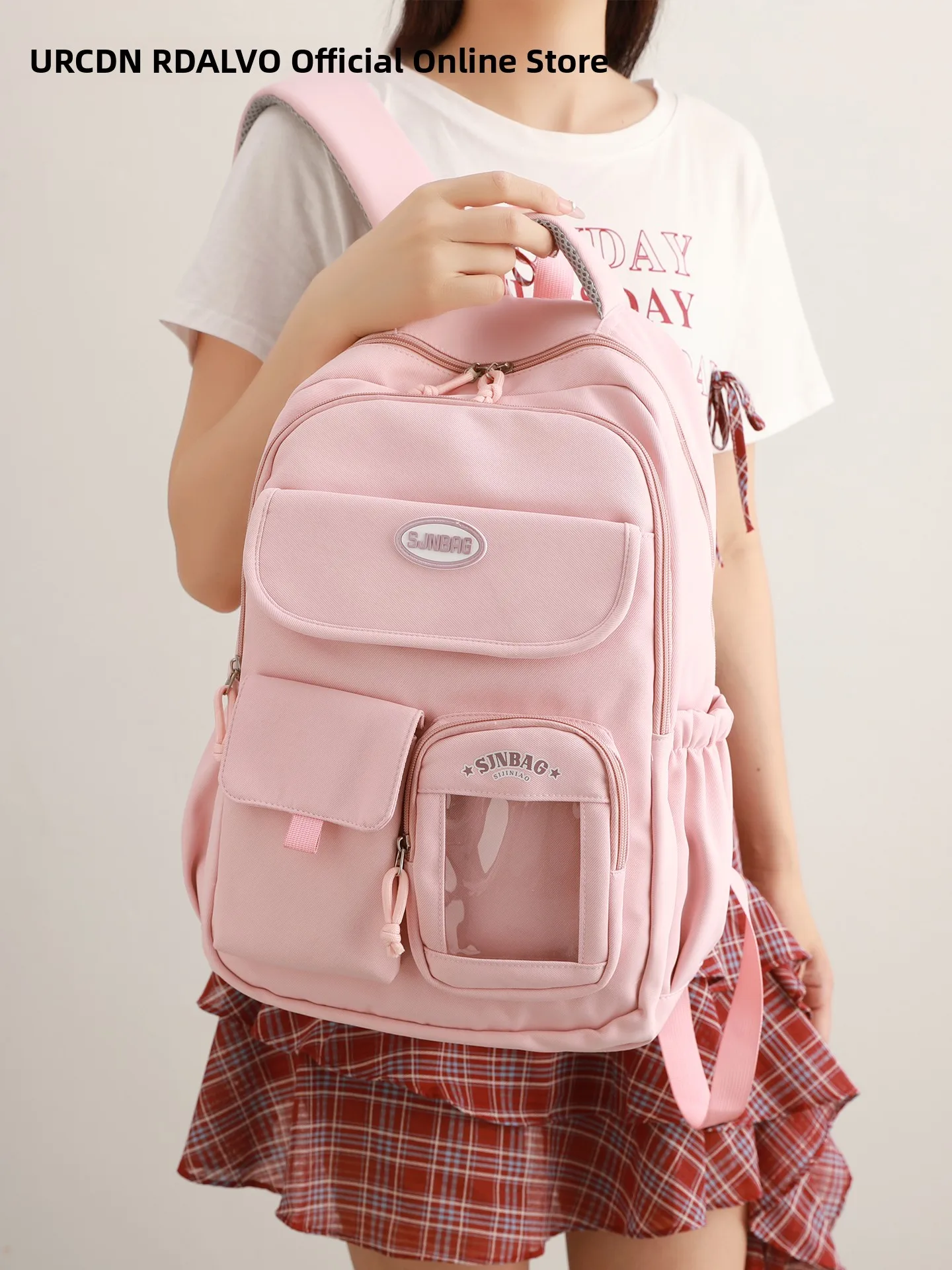 UR Розовая студенческая сумка колледжа объединитель 2025, летняя новая женская двойная сумка на плечо для путешествий, милая школьная сумка с мягкой ручкой