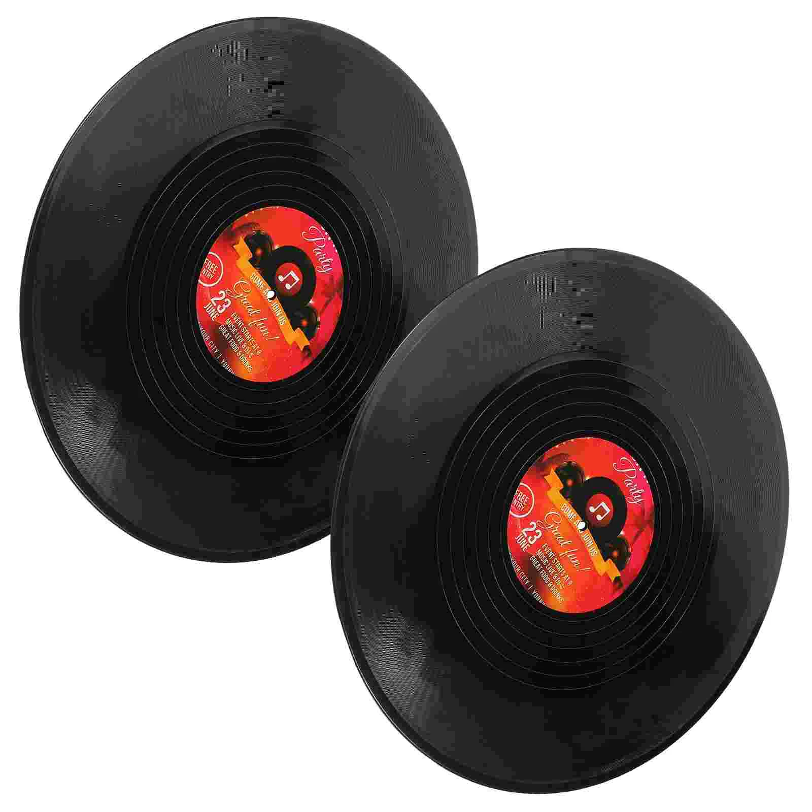 2 Pcs Vinyl Record Decoration Records For Wall Aesthetic Retro Ornament Disco Vintage Sticker