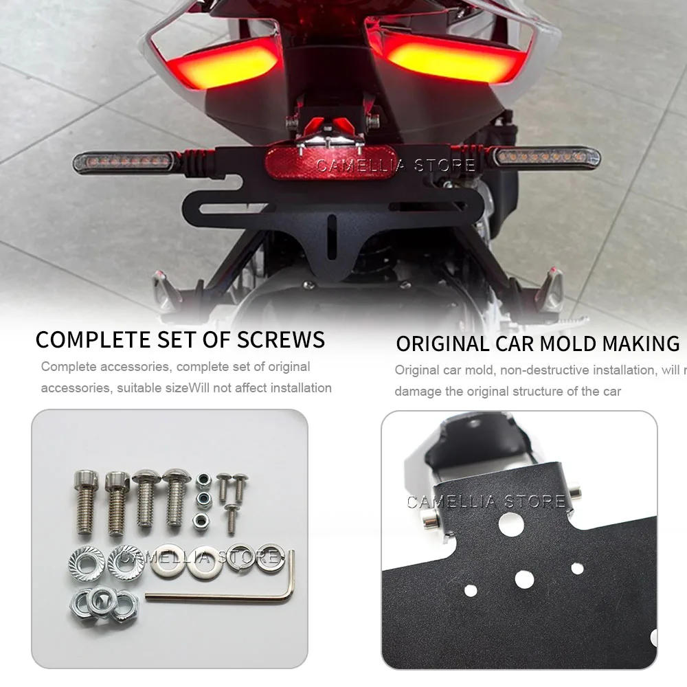 Per Zontes 703RR Accessori moto Porta targa a coda corta per moto impermeabile nero in lega di alluminio