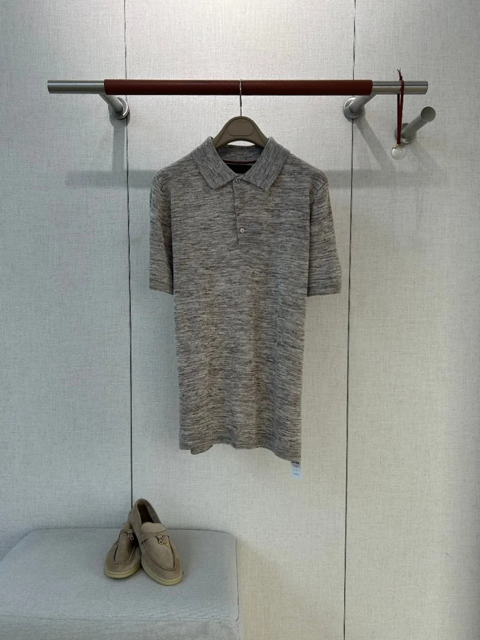 Mens Old Money Style Heather Grey Collar Knit Short Sleeve Summer New Casual Versatile Top Polo Shirt For Men  lp