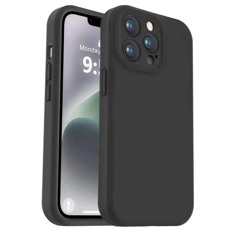 

Luxury Black Phone For Iphone 16 15 14 13 Pro Max 16E 11 12 Mini 7 8 Plus SE 2020 2022 Silicone Soft Back Cover Case