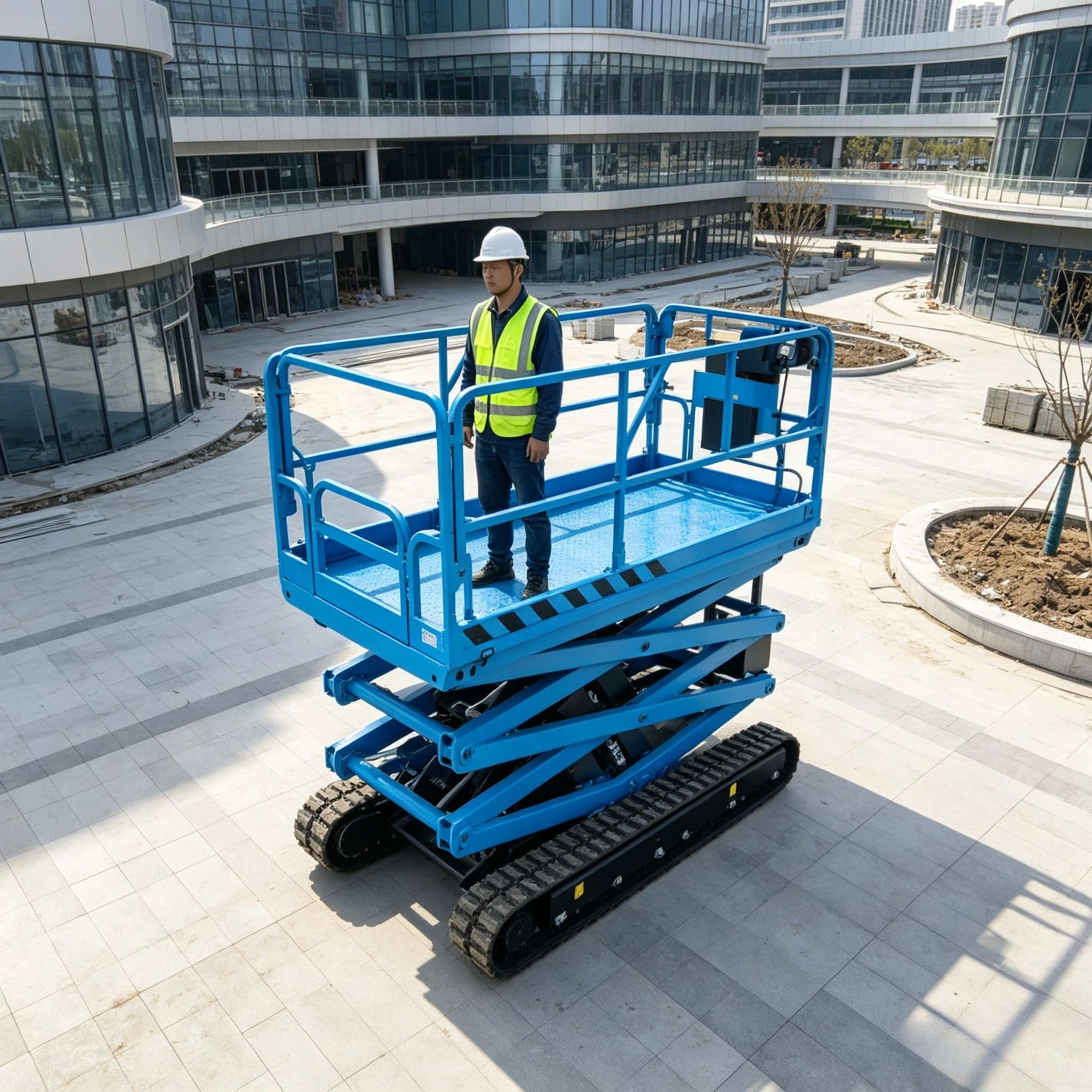 Crawler Bi-levelling Scissor Lift 6m Hydraulic Lift Work Platform 300kg Capacity Fully Self-propelled Remote Control Customized
