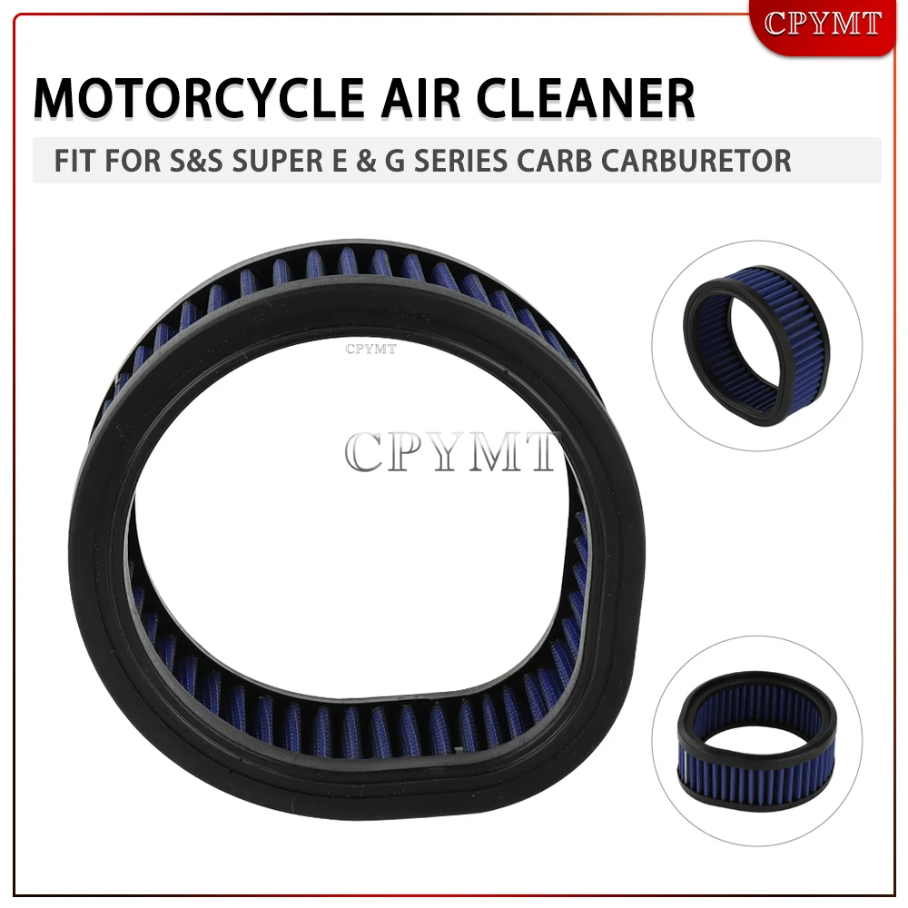 

Motorcycle Air Cleaner Fit for S&S Super E & G Series Carb Carburetor with Teardrop Washable & Reusable 60-AF-SS-SUPER-EG-06