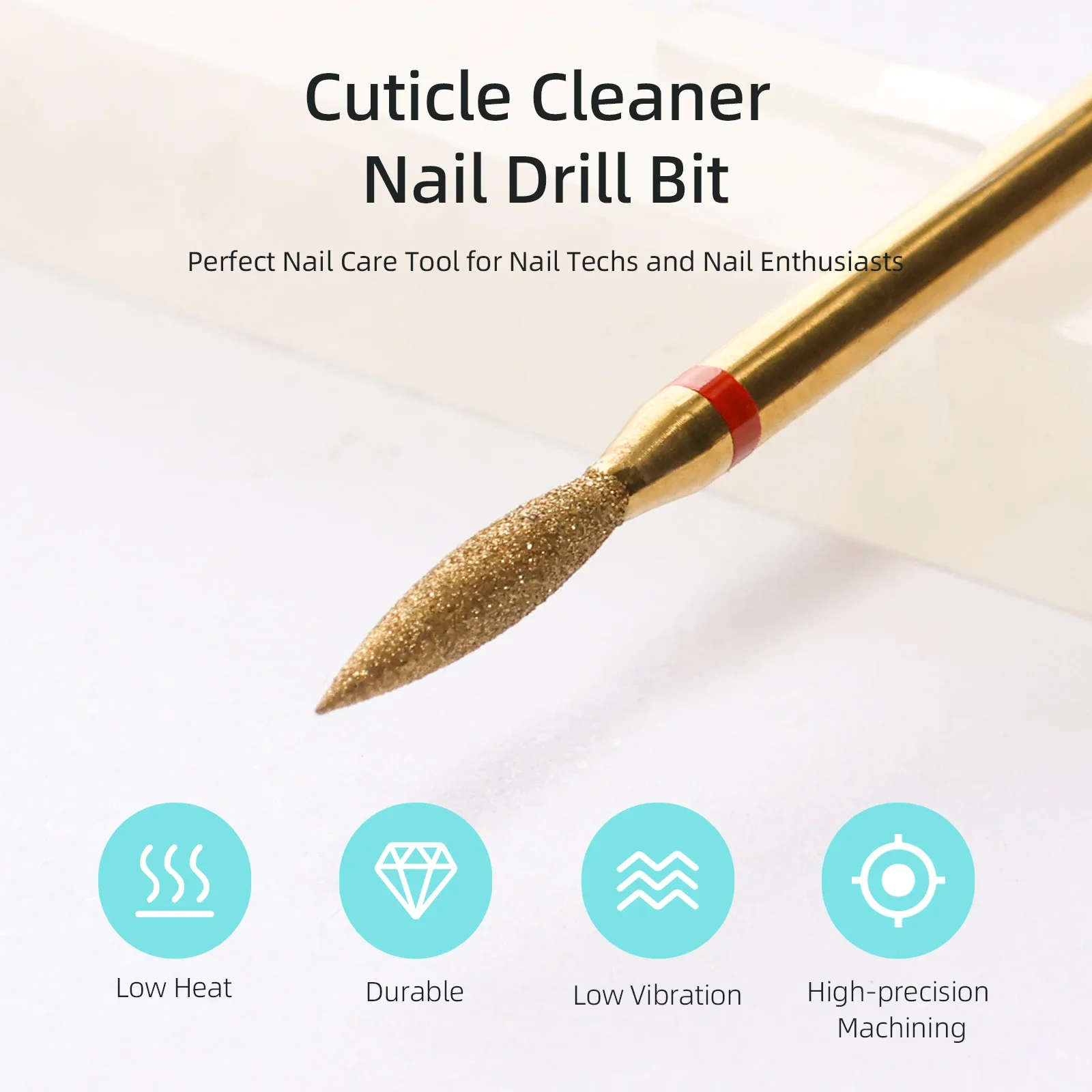 2mm Long Flame Cuticle Clean Nail Drill Bit, Titanium Russian Diamond Nail Bits Dead Skin Nail Cleaner Accessories Tool