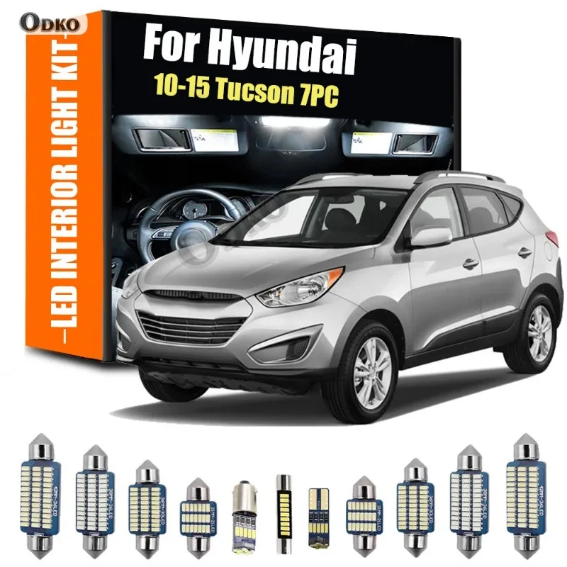 لشركة هيونداي 10-15 توكسون 7 قطعة مصباح داخلي LED لمبة طقم إضاءة داخلي السيارات وقطع غيار وملحقاتها مصباح إشارة