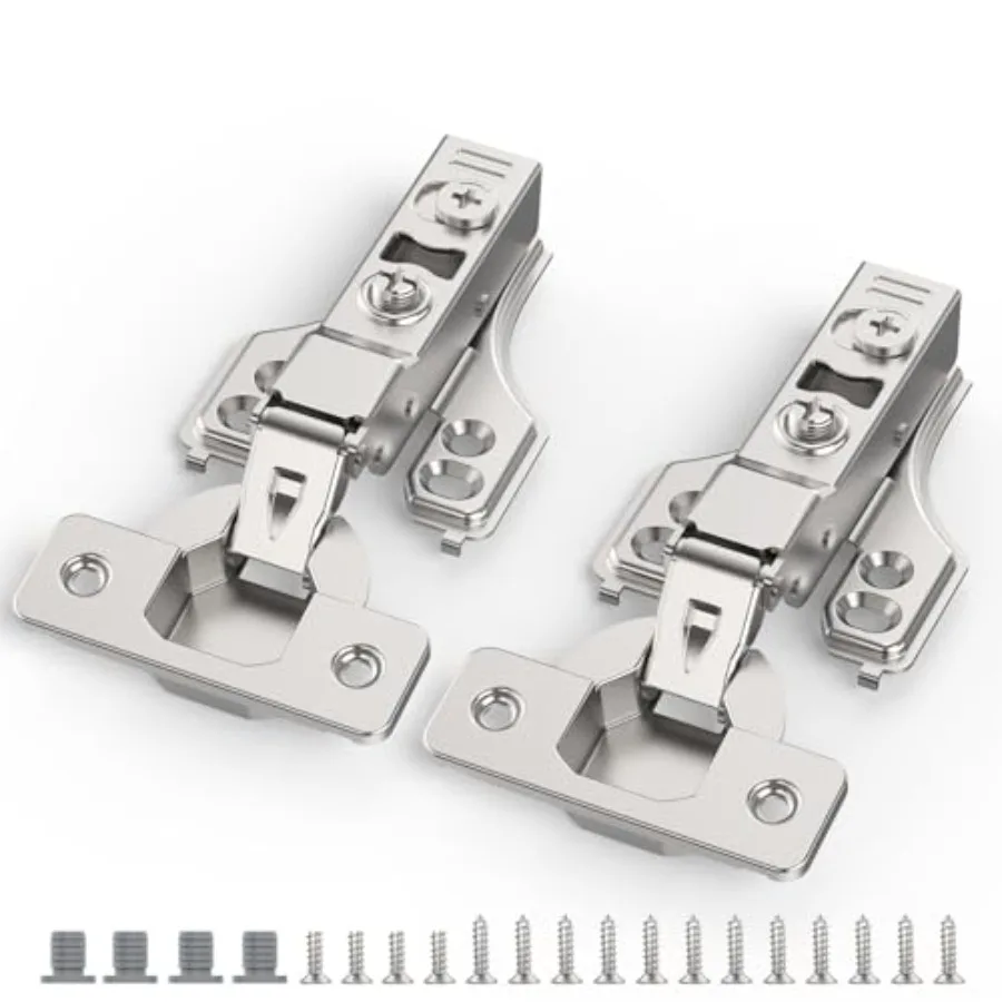 

0 Pack 1/" Soft Close Concealed Hinge for Face Frame ＆ Frameless Door, 3D Adjustment, Clip-on Plate, Slow Self Closing Hidden S