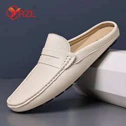 YRZL Loafers Men Casual Shoes Fashion Handmade Leather Driving Slippers Mens Moccasins Slip on Flats Male Outdoor Slippers