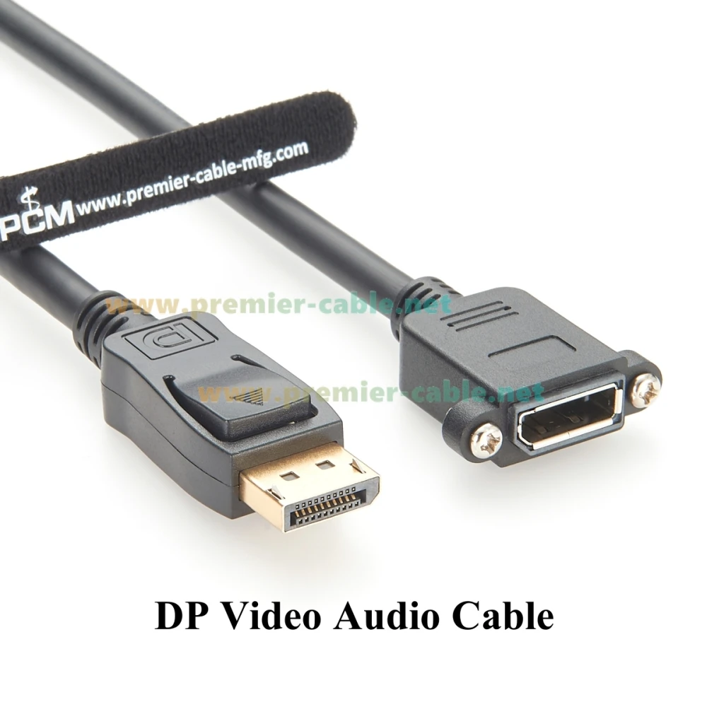 DisplayPort Screw Panel Mount Extension Cable 4K@60Hz DP1.2 Male to Female Audio Video Cable for HDTV, Monitor, Projector, PC