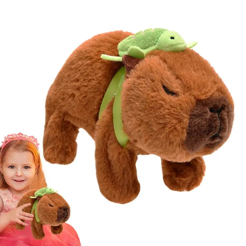 Capivara animais de pelúcia bonito animal elétrico capivara brinquedo com tartaruga mochila capivara plushies brinquedo elétrico engraçado por 3 anos