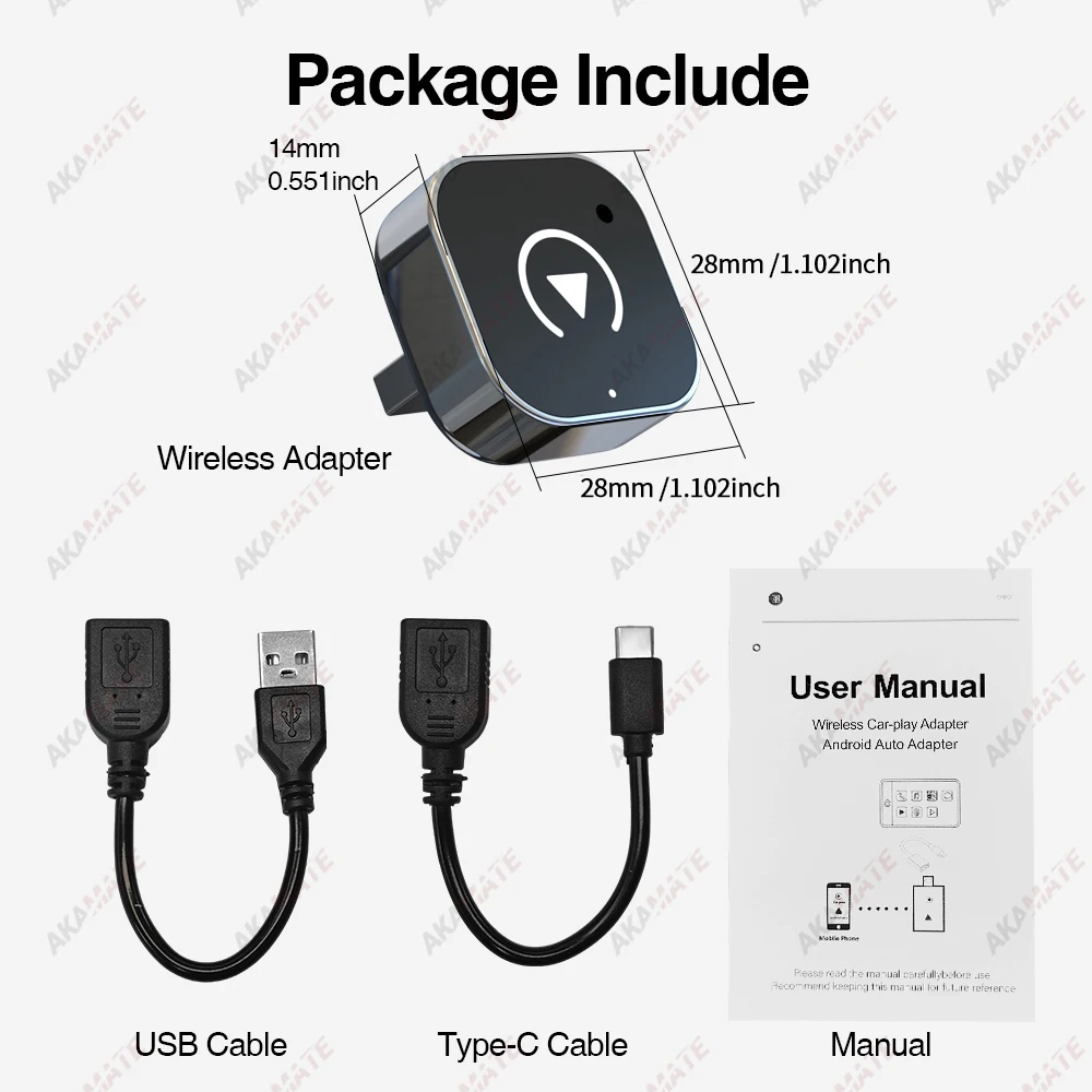 2in1 Wireless CarPlay Adapter Wireless Android Auto Dongle for OEM Wired CarPlay Vehicles Car Radio Plug and Play Bluetooth