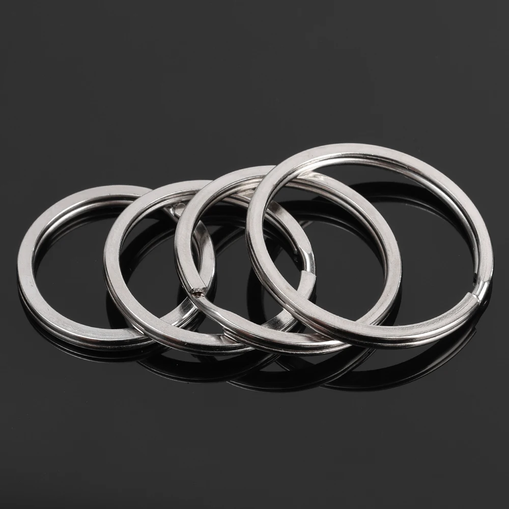 10-20pcs Stainless Steel Key Rings 25-30mm Round Flat Line Split Rings Keyring for Jewelry Making Polished Keychain DIY Findings