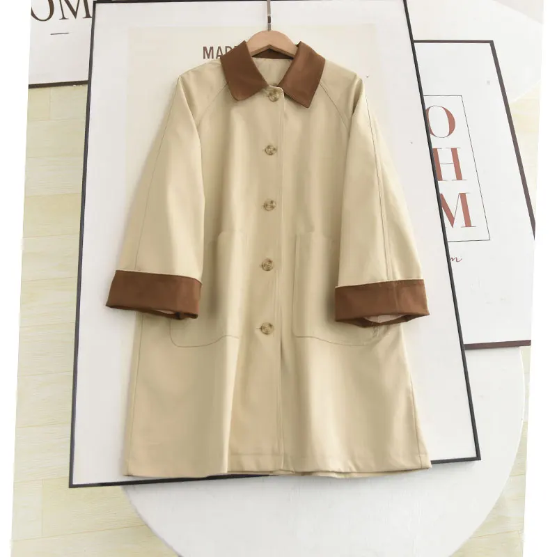 

Ретро Briti Sle, свободный крой, цветное пальто с цветочным воротником, весна 2024, универсальная верхняя одежда, модная ветровка Ele