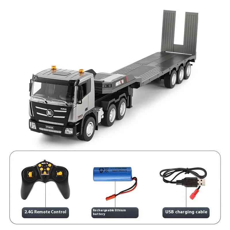 

Huina New 619 Rc Semi-Trailer Engineering Vehicle 9ch Simulation Lighting Sound Effect 1:24 Transport Toys Children'S Adult Gift
