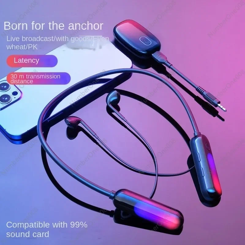 Broadcasters' Neckband Bluetooth Earphones With Ambient Light Wireless Hifi Anc Noise Cancellation Monitoring Headphones