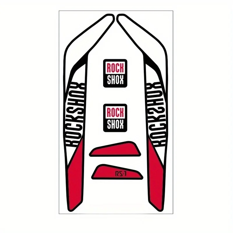 

1SET Stylish RockShox Sticker Set, Red & Black Design, Ideal for Bikes, Laptops, and Cycling Enthusiasts' Gear