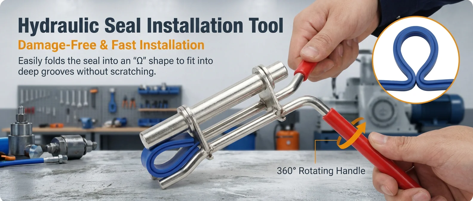 Hydraulikzylinder-Kolbenstangendichtungs-Reparatursatz Installationswerkzeug Entferner U-Cup-Dichtungsinstallierer S/M/L Set 3-teilig – Detail 1