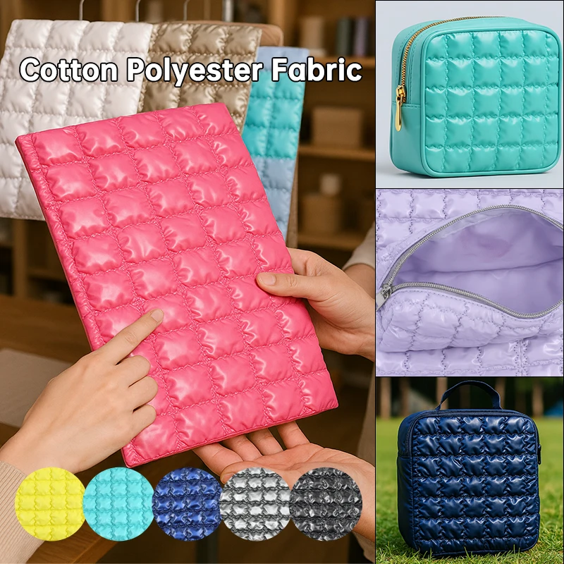 

Meetee 45/90*130cm Grid Embossed Waterproof Fabric Colorful Cotton Polyester PU Leather Cloth Makeup Bag DIY Sewing Accessories