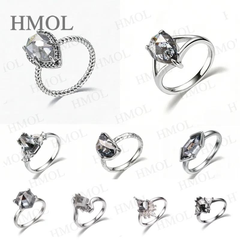 

GRA Certified Moissanite Ring Natural Texture 925 Silver Unique Jewelry Gray Color Shiny Ring Perfect for Special Occasions