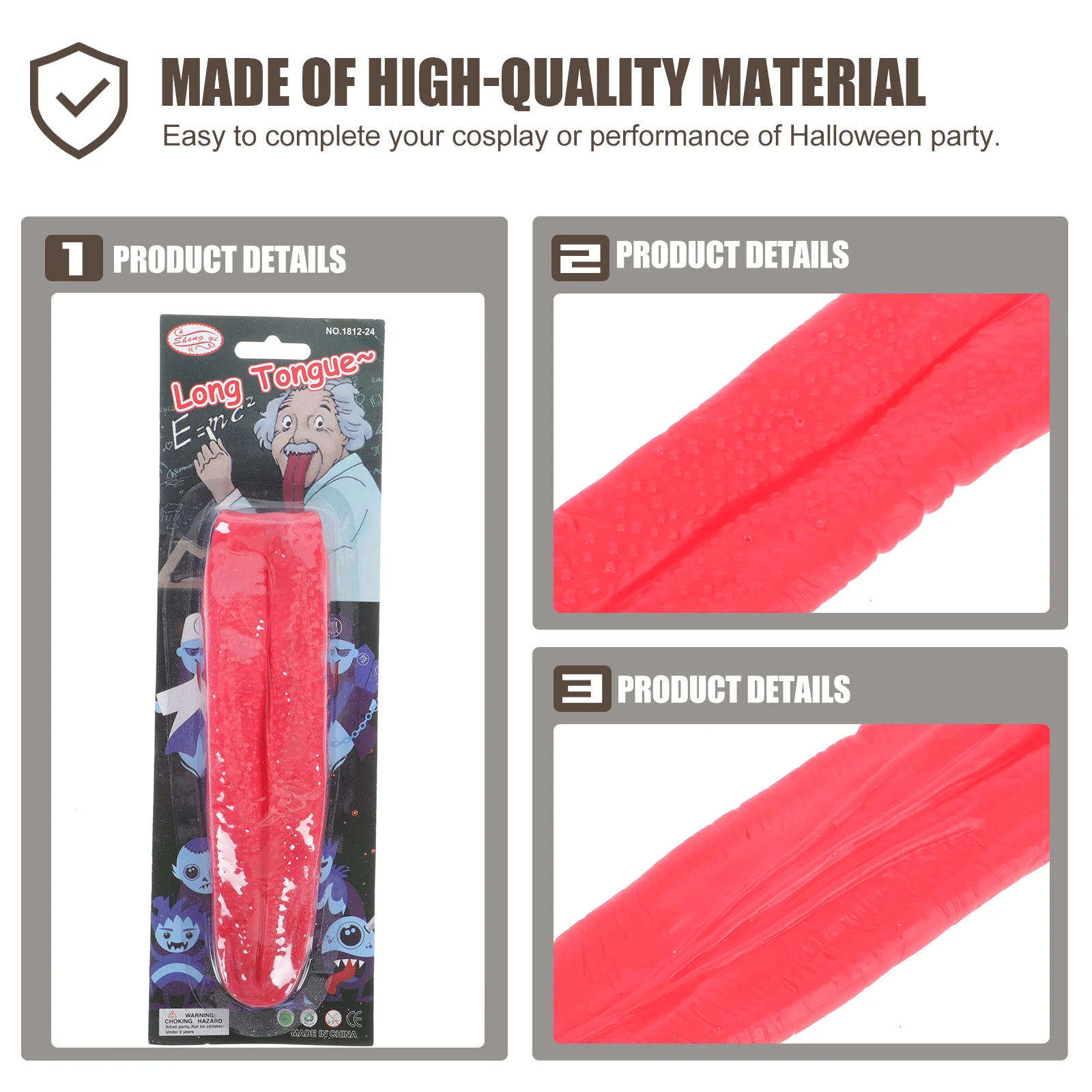 

3pcs Red Long Tongue Props Artificial Creative Halloween Party Cosplay Accessory Dress Up Scary Stage Prop Festival Gathering