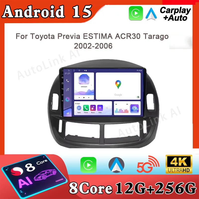 Video Player Android Auto Car Radio For Toyota Previa ESTIMA ACR30 Tarago 2002-2006 GPS Navigation Multimedia Stere Carplay No 2