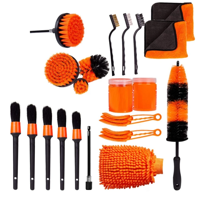 

Car Interior Detailing Kit & Car Wash Kit With Boar Hair Detail Brush And Cleaning Gel For Wheel,Dashboard,Air Vent