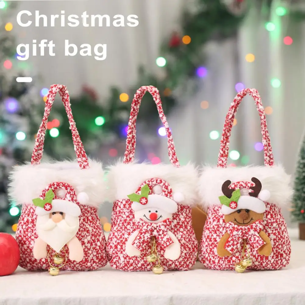 Christmas Gift Bag Cartoon Snowman Elk Dell Decor Soft Plush Eve Apples Bag Merry Christmas Decor Candy Package Pouch