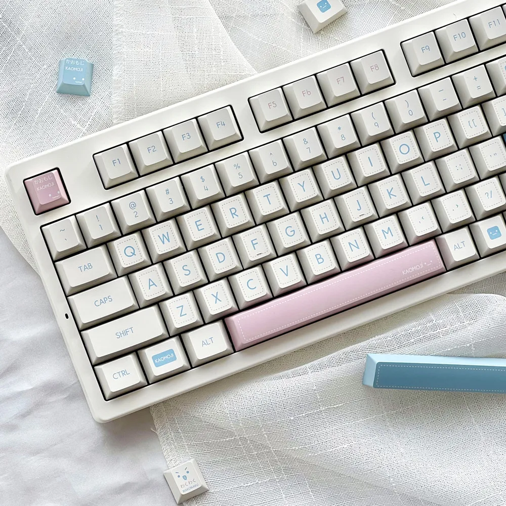 

Original Design Mechanical Keyboard Keycaps KAOMOJI Milk White PBT 140 Keys For Outemu Gateron Kailh TTC Cherry Mx Switches