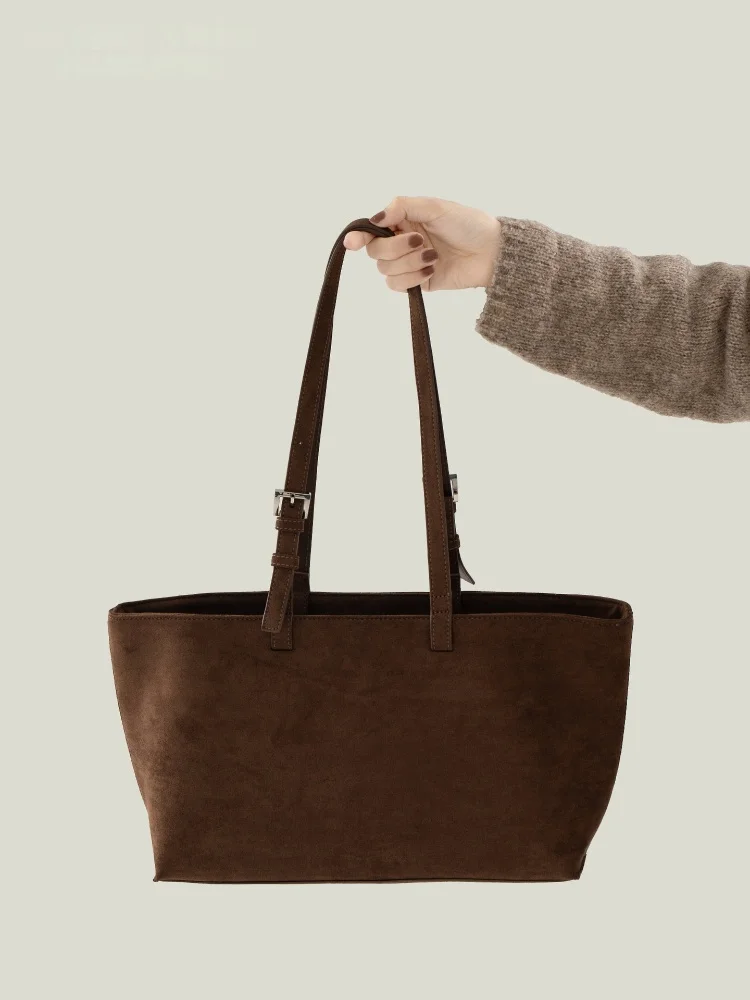 

Женская повседневная сумка-тоут, новая большая сумка из искусственной замши Capaci, высококачественная простая ручная сумка через плечо, сумка для покупок 2025