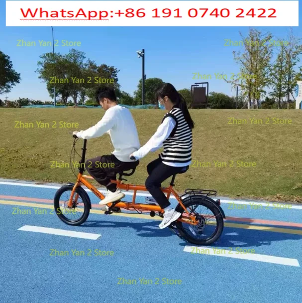 1PCS double bicycle folding variable speed parent-child family with baby three-person scenic rental sightseeing two-person ride
