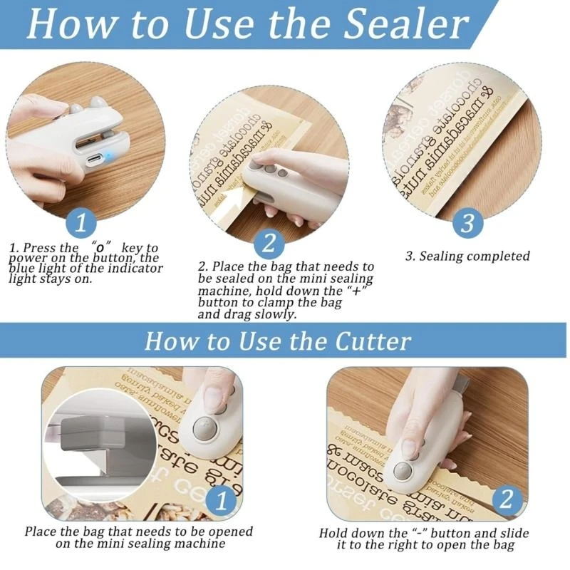 ハンドヘルドフードシーラー400MAHバッテリー駆動の熱シーリングツールスナックバッグ用