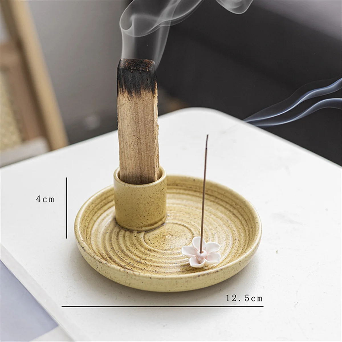 Yellow Icense Holder,Ceramic Incense Holder,Scent Wood Stand, Simple,Modern Terracotta Incense Burner Sage Holder