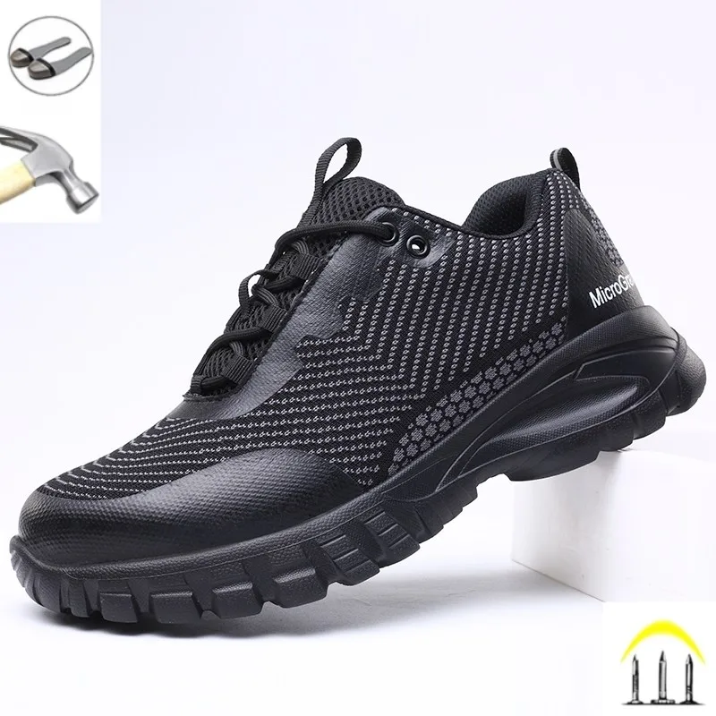 

Man Woman Safety Shoes For Lazy People Steel Head Anti-Smash Anti-Puncture Air Cushion Lightweight Breathable Work Safety Boots